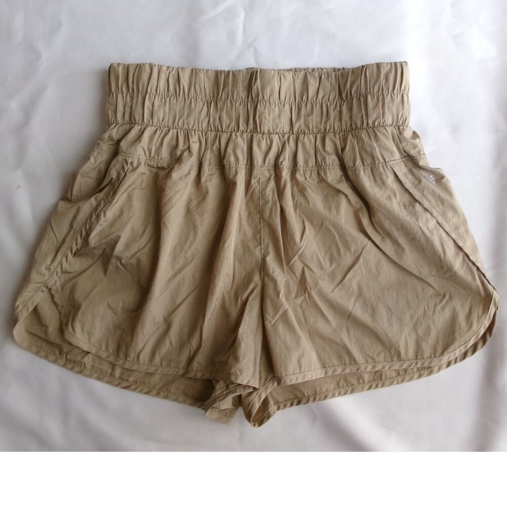 Free People Movement Womens L Beige Pull On Running Shorts Athletic Pockets